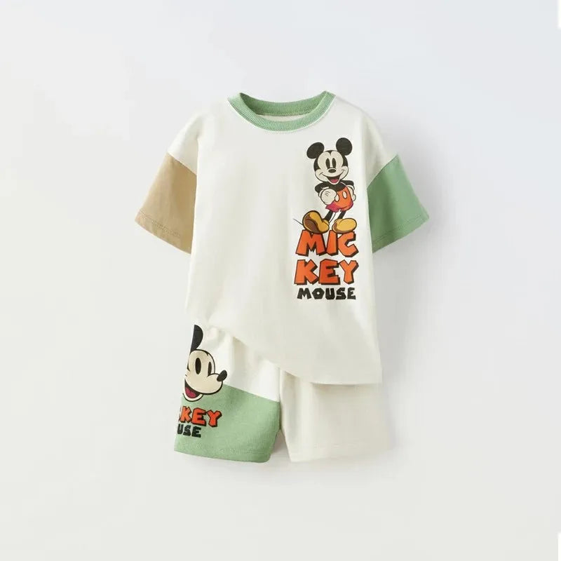 2024 NEW Cartoon Short Sleeved Suit Baby Boys Tracksuit Summer Clothing T-shirt + Shorts Kids 2 Piece Set Children's Wear Outfit