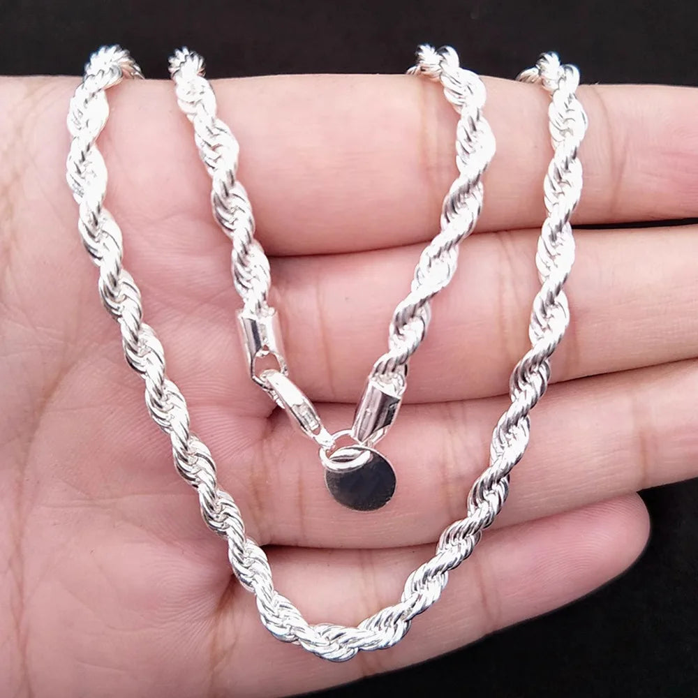 4mm fashionable Fried Dough Twists necklace jewelry men's and women's necklace bracelet 2-piece set