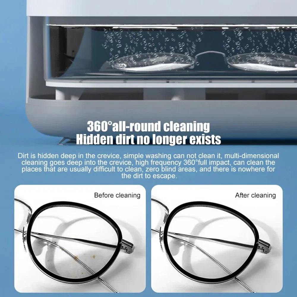 Xiaomi 360 Degree Ultrasonic Cleaner Portable Professional High Frequency Vibration Jewelry Eyeglasses Watches Cleaning Machine