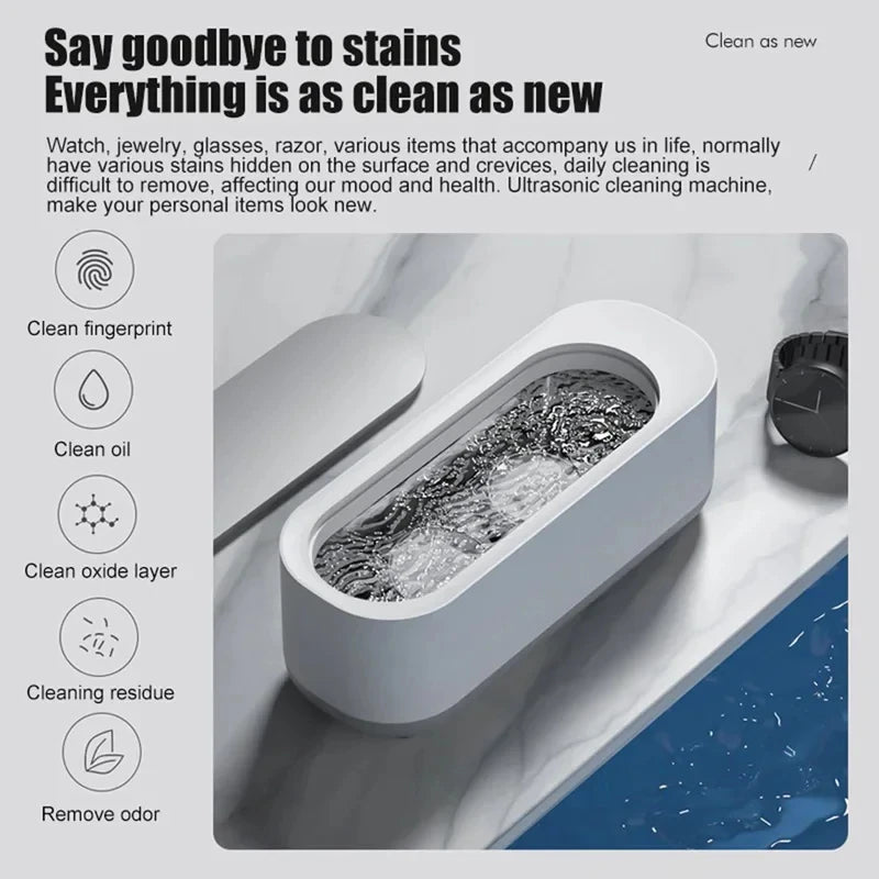 Xiaomi Multi-functional Glasses Cleaning Machine 360 Degree High Frequency Vibration Jewelry Braces Watch Cleaning Machine New